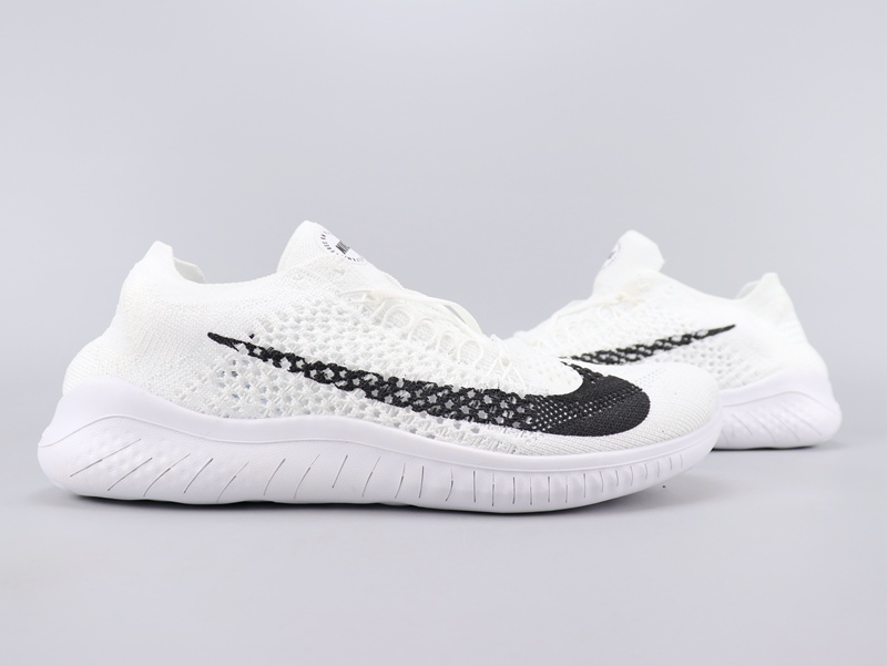 2020 Nike Free Rn Flyknit 2018 White Black Running Shoes